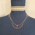 Double Choker Necklace Set Crochet and Double Strand Chain Gold Photo 9