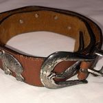 Vintage Wild Animal Studded Brown Leather Belt Unisex Photo 0