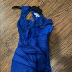 Adrianna Papell Blue Ruched Halter Mini Dress Photo 12