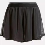 Reebok  Women's Team Mesh Layered Knit Shorts- Black Photo 3