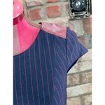 Dress bodycon knit striped navy red leather shoulders Blue Photo 1