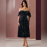 Azazie Atelier Sadie Midnight Midi Dress Floral Velvet Sweetheart NWT Custom XL Photo 4