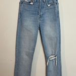 RE/DONE - 90'S High-Rise Jeans Worn Light Blue Button Fly Distressed Knee Denim Photo 2