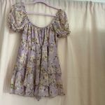 Floral Puff Sleeve Jumpsuit Purple Size M Photo 3