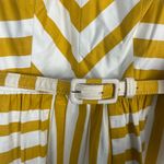Modcloth Women's S Fit and Flare Striped Dress Full Skirt in Yellow V Neck Photo 1