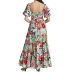 Cara Cara Wethersfield Belted Cotton Poplin Floral Print Tiered Maxi Dress 0 Green Photo 1