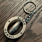 Aloha Hawaii Vintage Spinning Keychain Silver Photo 5