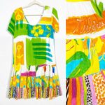 Jams World Vintage Hattie Drop Waist Ruffle Hawaiian Aloha Dress Floral Icon Photo 1
