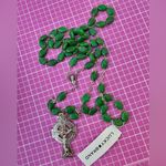 Lucky Brand  Emerald Green Beaded Christ Jesus Long chain Necklace Y-drop 41” Photo 3