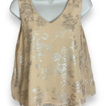 Jolt Tank Top Metallic Lace Hem V-Neck Cream Sleeveless Women Size Medium Lined Photo 0