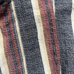 Drew  Anthropologie Muted Blue Red Striped Off Shoulder Cropped Button Down M Photo 1