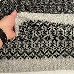 John + Jenn Stripped silver ash charcoal box crochet knit mock turtleneck oversized pullover Photo 8