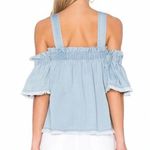 Central Park West New Removable Strap Off Shoulder Chambray Tank Top Blue Photo 3