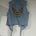 Harley Davidson denim snap button cropped tank medium Photo 0