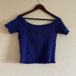 Abound  Royal Bight Blue Off the Shoulder Cropped Smocked Top Size Large Photo 2