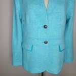 Talbots Herringbone Wool Blend Blazer Jacket Lined Pleated Size 10 Photo 2