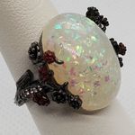 Sterling Silver Gray, Red, & White Floral Ring (6) Gray Photo 4