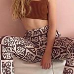 NWT House Of Sunny All You Need Is Love Peace Sign 70s Flare Pant Size 8 Vintage Brown Photo 0