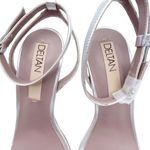 Deltan Miranda Leather Ankle Bow Strappy Dress Sandals Metallic Silver Size 9.5 Photo 3