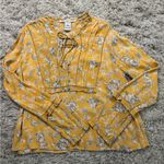 American Rag Yellow Floral Long Sleeve Blouse Size L Photo 7