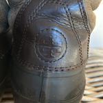 Tory Burch  Argyll Olive Leather Lace Brown Rubber Duck Boots Shearling Photo 3