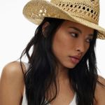 Aritzia NWT Bask Handmade Crocheted Cowboy Straw Hat Photo 12