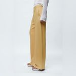 ZARA Women Yellow Mid Rise Wide Leg Blend Limited Edition Formal Pants Sz M Photo 2
