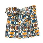 Sézane Sezane Bow Front Skirt Mini 70s Ditsies Size 36 US 4 Geometric Brown Orange NWOT Photo 0