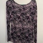 Vera Wang  Large Purple White Top Womens long Sleeve Stretch Shirt Photo 5