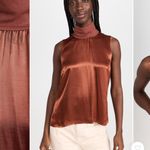 Nation Ltd NWT Danielle mock neck satin tank  boho brown spring formal revolve S Photo 1