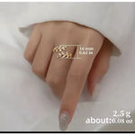 Boutique NEW Women's 14k Gold‎ Filled Solid Leaf Simulated Diamond Adjustable Ring Photo 13