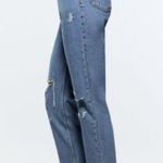 ZARA  90’s Mom Fit Relaxed Distressed Knee Jeans Blue Vintage Wash Size 4 Photo 1