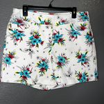 Westbound Floral Print Shorts White Stretch Casual Summer Women’s 14 Blue Photo 1