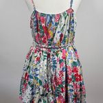 Aakaa  Dress Women M Floral Multicolor Tie Mini Tank Tiered Cottage Concert Boho Photo 1