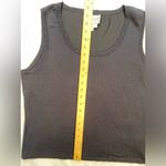 Oscar de la Renta Black Silk Knit tank top with bead detail, size Large Photo 7