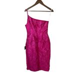 Lulus  Beloved Muse Hot Pink Floral Jacquard One Shoulder Midi Dress Small New Photo 8