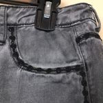 Free People  Women’s Distressed Gray Black Rosettes Raw Hem Denim Jean Shorts Photo 3