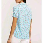 Anne Klein EUC Sz L Short Sleeve Preppy Chic Career Academia Floral Blouse Corp Photo 1