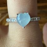 Genuine Aquamarine Sterling Silver Heart Ring Size 9 Photo 0