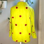 Casey Coleman 100% Linen Green Floral Embroidered Poppy Top Photo 3