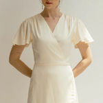 Noire NEW Claudia Deep V Neck Tea Length‎ Wrap Dress White Size XL Photo 0