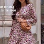 ZARA Satin Effect Floral Mini Button Back Dress Sz M Bloggers Favorite Photo 3