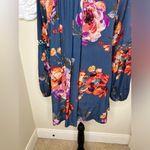 ODDY Green/Blue Floral Print Swing Style Crochet Lace Top Size Small Green Photo 11