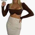 Amazon Brown Long Sleeve Crop Top  Photo 0