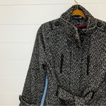 Forever 21 Faded Glory Women's Black and White Faux Wool Herringbone Trench Coat Large Photo 1