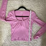 Hollister Pink Long Sleeve Tie Front Blouse Photo 4