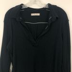 Free People  Black Annie Ribbed Collared Top V Neck Size XS Photo 5
