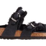 Birkenstock NWOB Mayari Shearling Black Nubuck Leather Sandals Photo 5
