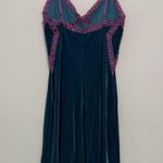 Betsey Johnson Betsy Johnson Vintage Y2K Green Velvet Slip Dress Purple Lace Sequin Trim Size 2 Photo 5