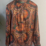 Westbound Vintage  Size 12 Paisley Psychedelic Print 80’s Long Sleeve Blouse Photo 0